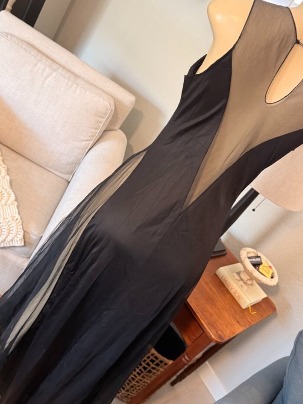 1960's SERENA Black A-Line Shape delicate feminine sheer Nylon Gown